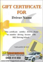 BRT Driving School gift certificates